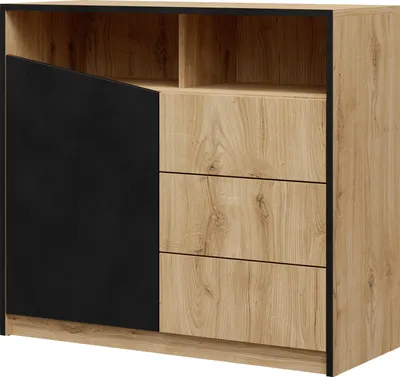 Produktbild von Albello Kommode Astoni Kommode für das Schlafzimmer Kommode für das Wohnzimmer Schwarz Eiche 100x91x41