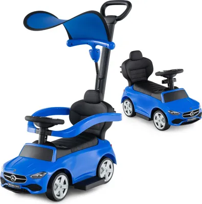 Produktbild von GOPLUS 3 in 1 Schiebeauto, Rutschauto Mercedes-Benz mit verstellbarem Verdeck & Stauraum unter dem Sitz, Rutscher für Kinder von 18–36 Monaten (Blau)