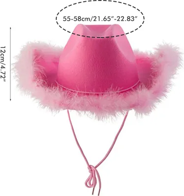 Immagine prodotto di Cappello da cowboy in feltro rosa con coulisse al collo, cosplay, festa, accessorio per costume, per giocare, travestimento per donna