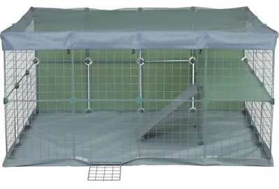 Produktbild von ZOLUX Neopark Modulares Kaninchengehege 140x105x70 cm, 32 Paneele (35x35), Matte & Schutznetz, Einstieg mit Rampe