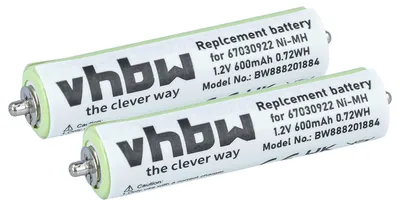 Produktbild von vhbw 2x Akku Ersatz für Braun 7030922, 67030922, 1HR-4UC, 67030368 für Rasierer (600 mAh, 1,2 V, NiMH)