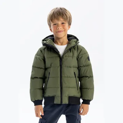 Produktbild von Minoti Winterjacke wattiert Kapuze Khaki Gr. 98 für Jungen