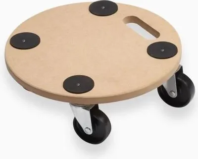 Obrázek produktu pro Válečková deska, Ø 350 mm, nosnost 150 kg, 4 otočné kolečka 75 mm, válečky na nábytek s protiskluzovými podložkami