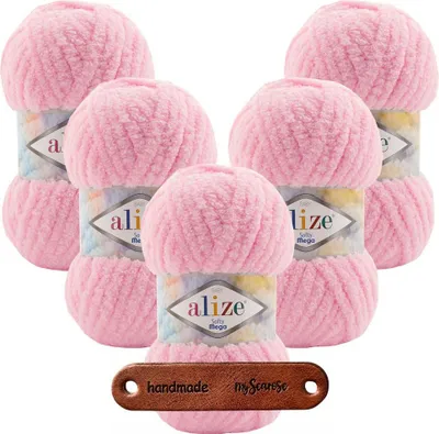 Produktbild von 5 x ALIZE Softy Mega 185 Baby Pink mit Label