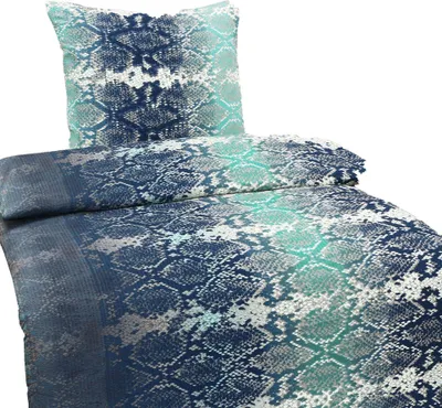 Produktbild von Bettwäsche Seersucker Mikrofaser Schlangenoptik 135x200 80x80 Blau: 2 tlg.