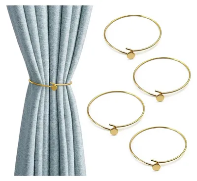 Produktbild von Metallene Gardinenhalter, bohrfrei, für Zuhause, Büro, Fensterdekoration – Gold