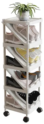 Immagine prodotto di Scarpiera stretta, alta, bianca, per 9 paia di scarpe, dimensioni 28x32x103 cm