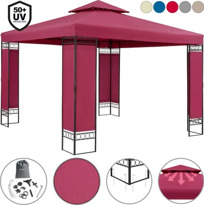 Image de Pavillon Lorca 3x3 m métal toile hydrofuge protection UV 50+ tente de réception tonnelle de jardin pergola mobilier extérieur taupe