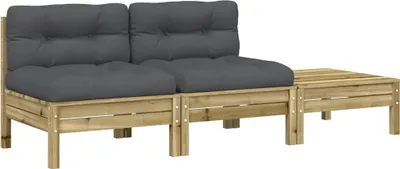 Produktbild von vidaXL Gartensofa mit Kissen und Hocker 2-Sitzer