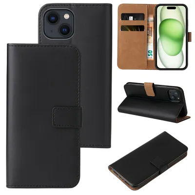 Produktbild von Handyhülle für Apple iPhone 15 Klapphülle Bookcase Flip Cover Hülle Handy Tasche Etui Farbe: Schwarz