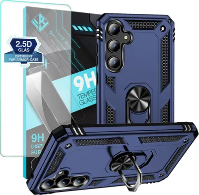Produktbild von Armor Outdoor Handyhülle für Samsung Galaxy A55 5G Handy Panzer Case Schutzhülle mit 9H Displayglas Displayschutz Farbe: Blau