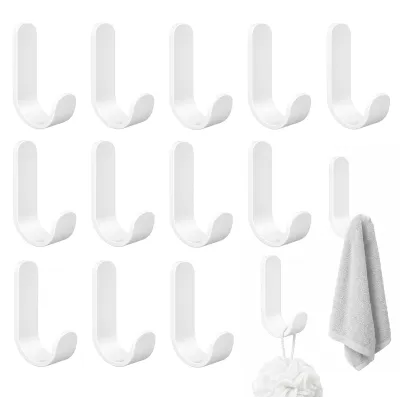Image de 12 crochets autocollants, crochets porte-serviettes en acier inoxydable, pas besoin de percer, crochets de cuisine (blancs)