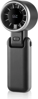 Produktbild von INF Tragbarer Hochgeschwindigkeits-Handventilator mit Digitalanzeige, 5 Geschwindigkeiten Grau