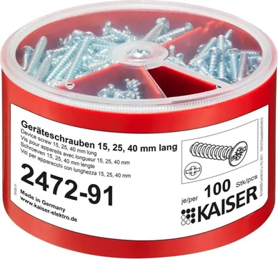 Obrázek produktu pro Šroubová skříňka na zařízení 100 ks 3,2x15/25/40 - Příslušenství pro spojovací krabici 2472-91