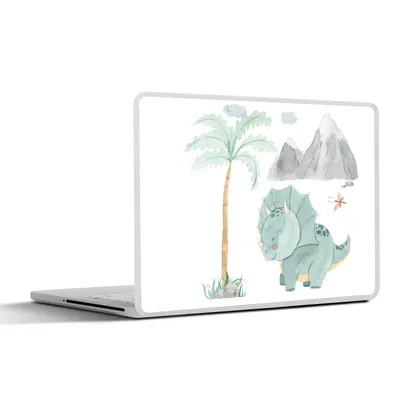 Produktbild von MuchoWow® Laptop Aufkleber Sticker Cover Kinderzimmer - Dinosaurier - Berg - Jungen - Mädchen - Kind 36.5x27.5 cm - Laptop-Sticker
