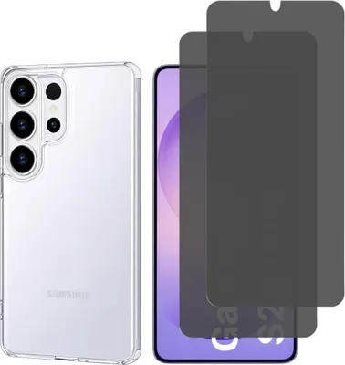 Produktbild von Hülle für Samsung Galaxy S26 ULTRA und 2 gehärtete Gläser Schwarz Anti-Spionage-Displayschutzfolie Phonillico®