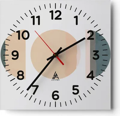 Produktbild von Wanduhr - Quadrat - Glasuhr - Abstraktion Rad Halbkreis - 40x40cm - Schleichendes Uhrwerk - Lautlos - zum Aufhängen bereit - Dekoration Modern - Wanddekoration aus Glas - C4AC40x40-4310
