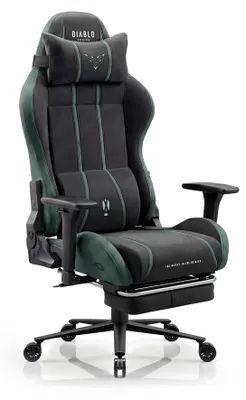 Zdjęcie produktu dla Fotel gamingowy Diablo Chairs X-One 2.0 z tkaniny, ergonomiczny fotel biurowy, fotel obrotowy, rozmiar standardowy, czarno-zielony