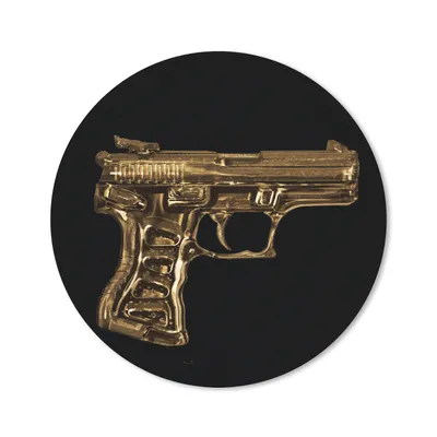 Produktbild von MuchoWow® Mauspad Mousepad Pistole - Schwarz - Gold 40x40 cm - Mousepads - Maus Mat - Pad - Mausunterlage - Schreibtisch Accessoires