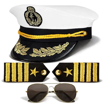 Imagen del producto de Conjunto de disfraz de capitán con gorro y gafas de piloto, ideal para fiestas de disfraces