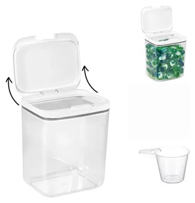 Produktbild von Waschmittel aufbewahrung,Waschpulver aufbewahrungsbox,Waschmittelbox mit luftdichtem Deckel,für Wäscheperlen,Waschpulver,Reis, Reismehl,hundefutter,5,5L,Transparent und Weiß