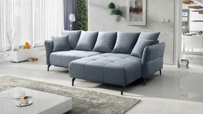 Produktbild von Ecksofa Schlafsofa Sofa SADIE Stoff Element Grau Ottomane Rechts