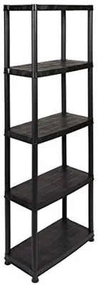 Image de Étagère de rangement en plastique avec 5 plateaux, capacité de 25 kg par plateau, idéale pour la cuisine et le garage