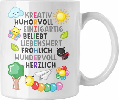 Produktbild von Trendation - Erzieherin Tasse Geschenk Danke Dankeschön Abschiedsgeschenk Beste Kindergärtnerin Spruch Kleine Menschen Kreativ (Weiß)