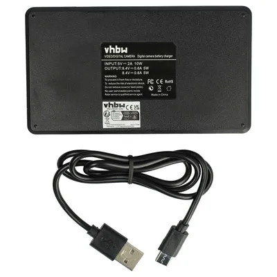 Produktbild von vhbw Dual Micro-USB + USB-C Ladegerät kompatibel mit Sony Alpha ILCE-7RM3, ILCE-7M3K Kamera - Ladeschale + Micro-USB Kabel Ladeanzeige + Display