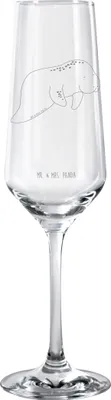 Produktbild von Mr. & Mrs. Panda Glas Seekuh Chillen - Transparent - Geschenk, Essen, Urlaub, Diät, graviertes sektglas, Abnehmen, Champagnerglas, Kelchglas, Zucker, Süßigkeiten