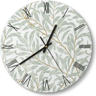 Produktbild von DEQORI Glasuhr Ø30 cm Römisch 'Dekorative Weidenzweige' Wanduhr Glas Uhr Design leise