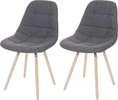 Produktbild von 2er-Set Esszimmerstuhl HWC-A60 II, Stuhl Küchenstuhl, Retro 50er Jahre Design Stoff/Textil grau