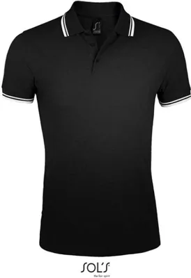 Produktbild von SOLs 00577 | Herren Polo Shirt Pasadena - Farbe: Black/White - Größe: 3XL