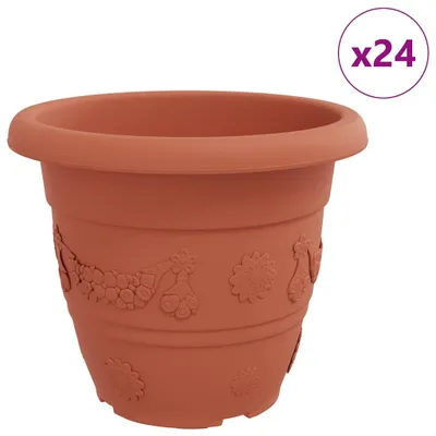Produktbild von vidaXL Runder Blumentopf 24 pcs Ziegelrot Ø 39 x 32 cm Kunststoff