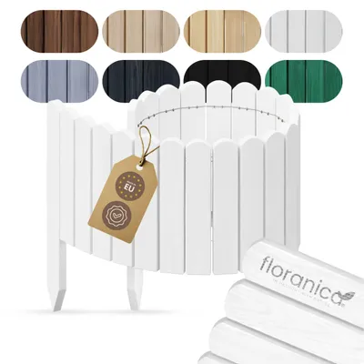 Produktbild von Floranica Beetumrandung H 30 x L 100 cm Weiß – Rollborder aus Holz