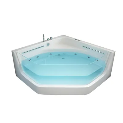 Produktbild von HOME DELUXE - Whirlpool Badewanne - PACIFICO weiß mit Lichtherapie und Massage - Maße 150 x 150 x 55 cm I Eckwanne, Indoor Badewanne, 2 Personen