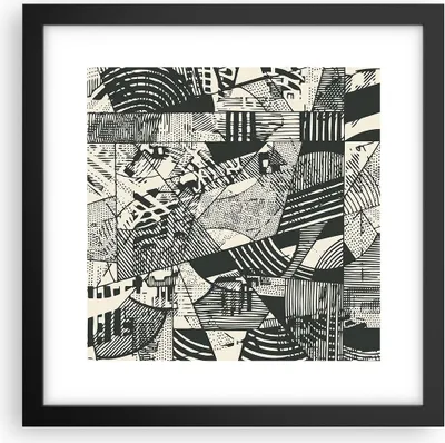 Produktbild von Gerahmtes Poster - Schwarzer Rahmen - Abstraktion Vintage Schwarz - 30x30 cm - Wand Bild - Wanddeko - Wandbilder - Kunstposter - Wandposter - Bilderrahmen - Bilder - Kunstdruck - P2BAC30x30-5052