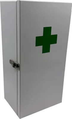 Produktbild von Relaxdays Medizinschrank, 3 Fächer, HxBxT: 42 x 21 x 15,5 cm, für Medikamente, Wandmontage, Arzneischrank, weiß/ grün