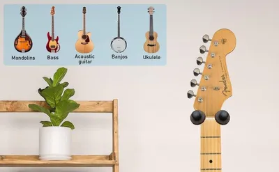 Universelle Wandhalterung für Gitarre, Geige und Ukulele - Platzsparender Musikinstrumente-Halter für Wandmontage