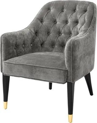 Produktbild von Casa Padrino Luxus Sessel Grau / Schwarz / Gold 65 x 80 x H. 88 cm - Chesterfield Möbel