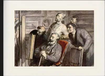 Produktbild von Honoré Daumier Gerahmtes Bild Mit Edlem Passepartout | Wand-Bilder | Im Bilderrahmen - Die Kunstliebhaber, Um 1862 (60 x 80 cm)