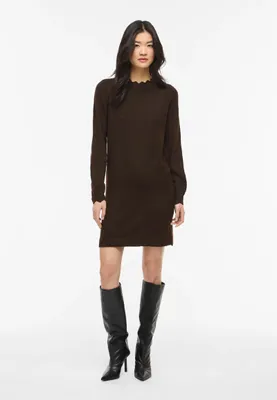 Produktbild von VILA Kurzes Strickkleid Rundhalsausschnitt Langarm Modisch Größe: S