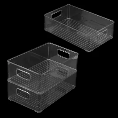 Produktbild von Set aus 3 Stapelbaren Kühlschrank Aufbewahrungsschalen mit Griffen