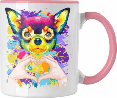 Produktbild von Trendation - Chihuahua Besitzer Farbe Love Tasse Geschenk Lustiger Spruch Geschenkidee Chihuahua Besitzerin (Rosa)