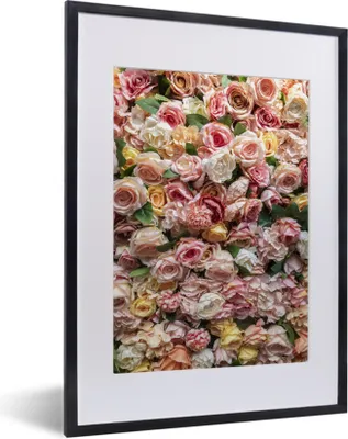 Produktbild von MuchoWow® MuchoWow® Gerahmtes Poster Rosen - Farben - Wand 30x40 cm - Poster mit zchwarzem Bilderrahmen - Wandposter Schlafzimmer