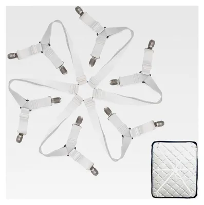 Produktbild von 12 Stück Bettlakenspanner Elastisch Verstellbar Dreiecksspanner für Bettlaken, Matratzen, Sofas (Weiß)