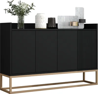Immagine prodotto di Armadio in metallo ProximaX a 4 ante in stile minimalista per sala da pranzo, soggiorno, cucina, nero