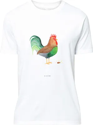 Produktbild von Mr. & Mrs. Panda Tshirt Hahn Korn - Weiß - Geschenk, Henne, Lustiges T-Shirt, S, oberteil, Natur, Bauernhof, Eier, mit Spruch