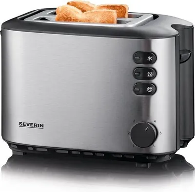Immagine prodotto di Tostapane automatico a 2 scomparti, 6 livelli di tostatura, 850 W, nero, con vaschetta raccogli briciole
