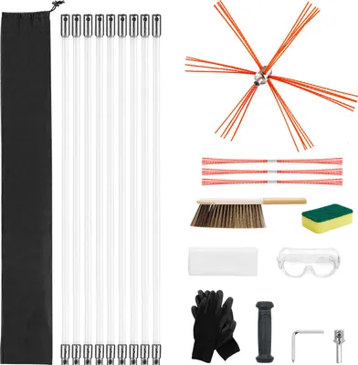 Produktbild von SucceBuy Ofenrohrbürste-Set, max. 9 m Länge, Schornsteinbürsten-Set, flexibles Reinigungswerkzeug für Kamine, geeignet für quadratische und rechteckige Schornsteine, um 90° biegbar